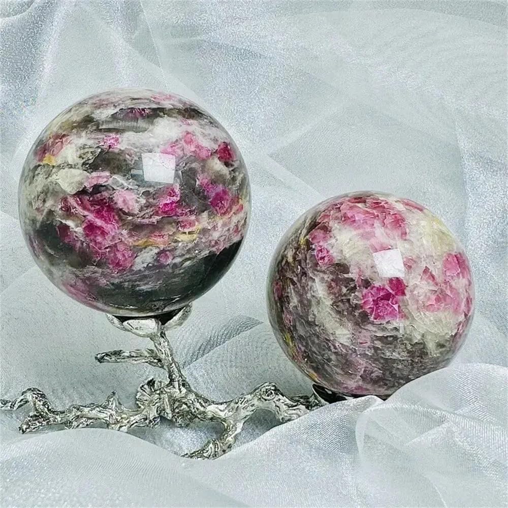 1pc 510-600g Plum Agate Crystal Quartz Ball Hand-Polished And Polished Suitable For Home And Office Decoration