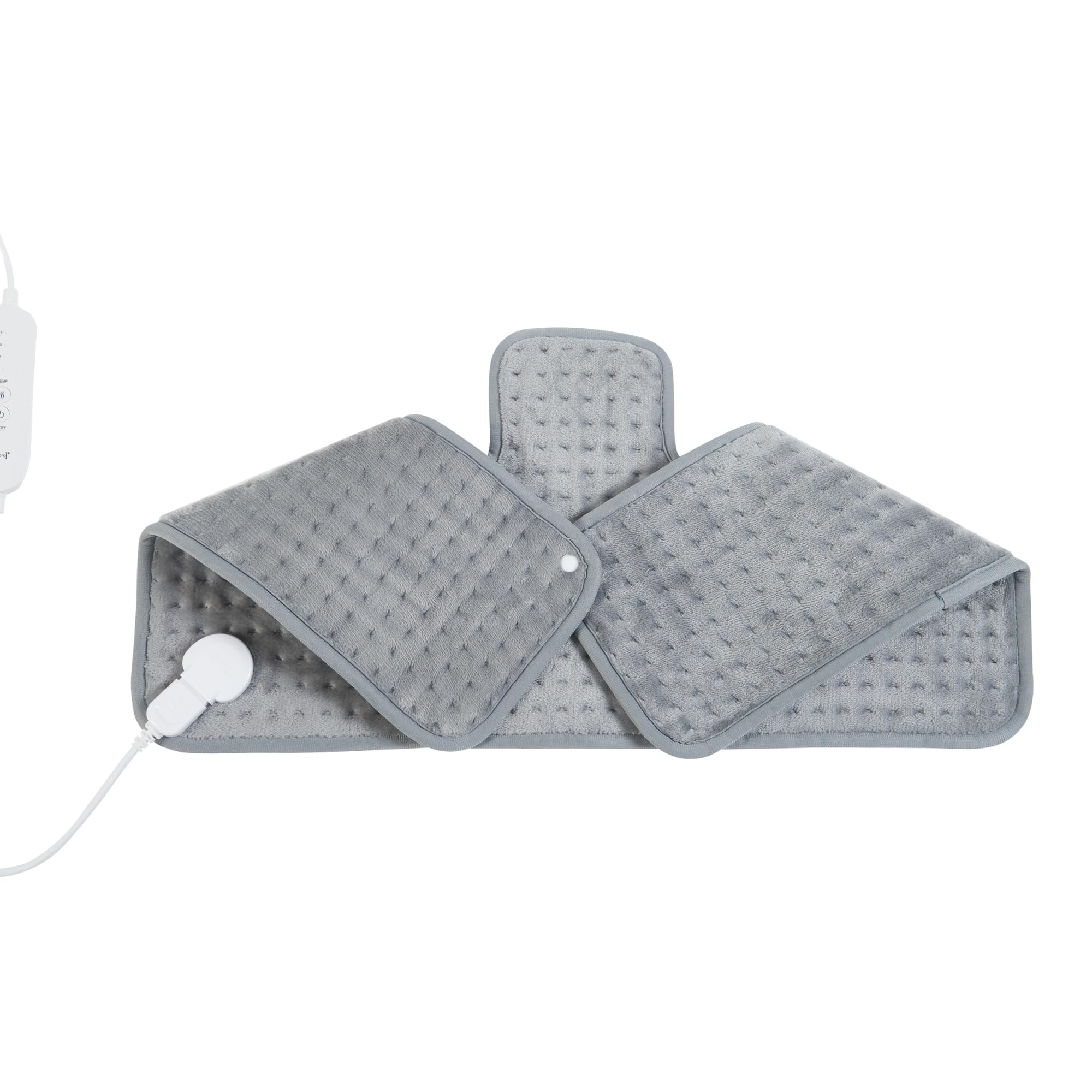 [en.casa] Almohadilla Eléctrica para Cuello Espalda Almohada Térmica Apagado Automático Lavable Temperatura Regulable 4 Niveles de Calor Vlies 100W 65 x 45 cm - Gris