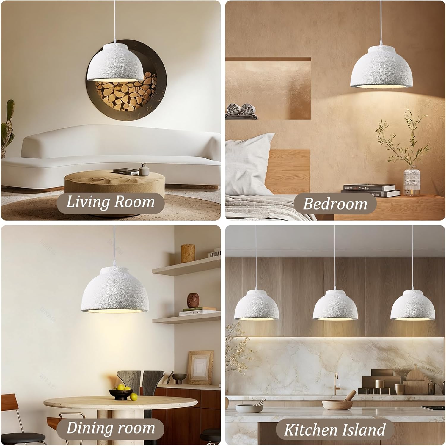 15.8in Wabi Sabi Pendant Light Adjustable Japanese Hanging Lamp, Modern Kitchen Island & Dining Room Chandelier with E26 Base Ceiling Fixture