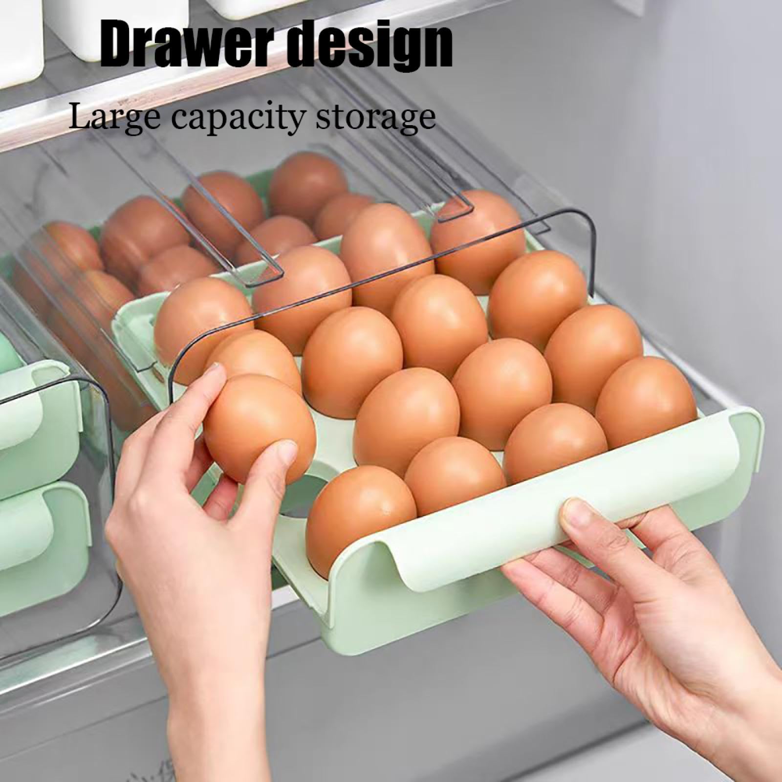 Caja de Almacenamiento de Huevos de Doble Capa,Soporte para Huevos para refrigerador,Almacenamiento de Huevos para encimera,Organizador de Huevos,Dispensador de Huevos para refrigerador