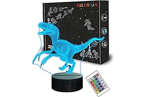 FULLOSUN Dinosaur 3D Night Light, Jurassic Velociraptor Blue Lamp for Kids' Room