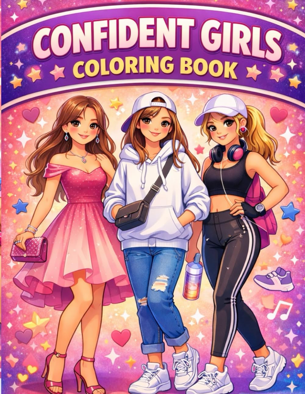 Confident Girls Coloring Book: A Fun and Inspiring Coloring Book for Girls Ages 8-12 with Positive Affirmations, Stylish Outfits, and Confidence Building Activities