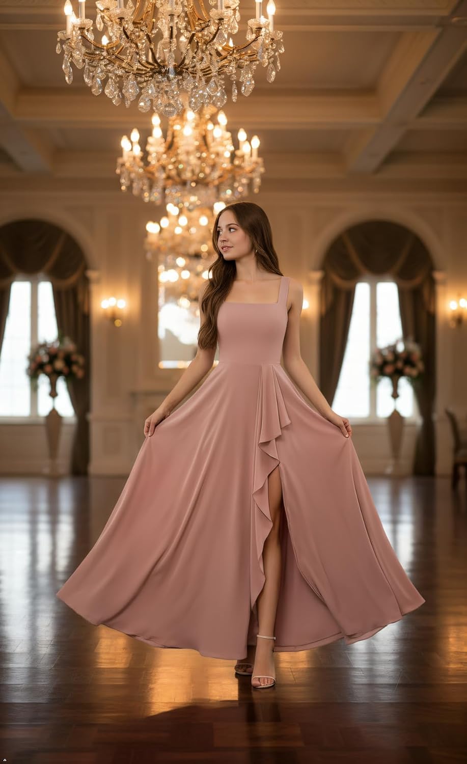 Chiffon Junior Bridesmaid Dresses Long Flower Girl Dresses Spaghetti Straps Girls Wedding Guest Dress