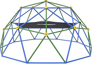 Gardenature 10FT Climbing Dome with Hammock - ASTM Certified Kids Jungle Gym, 880 lbs Capacity Anti-Rust Outdoor Climber Blue & Green
