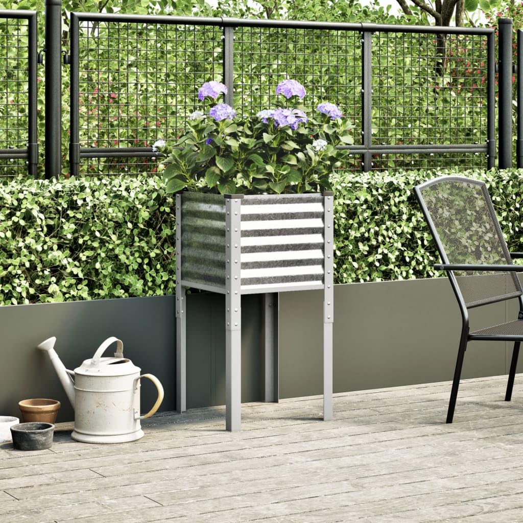 Fioriera da giardino 45x45x88 cm in acciaio zincato resistente alle intemperie per decorare balconi, patii e terrazzi con piante, fiori, erbe aromatiche e orto