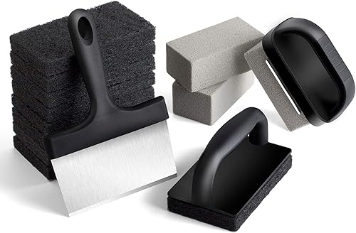 Miniatura 9 de Blackstone - Kit de limpieza de parrilla de 16 piezas, ladrillos de piedra de limpieza de parrilla de alta resistencia con asa, almohadillas para