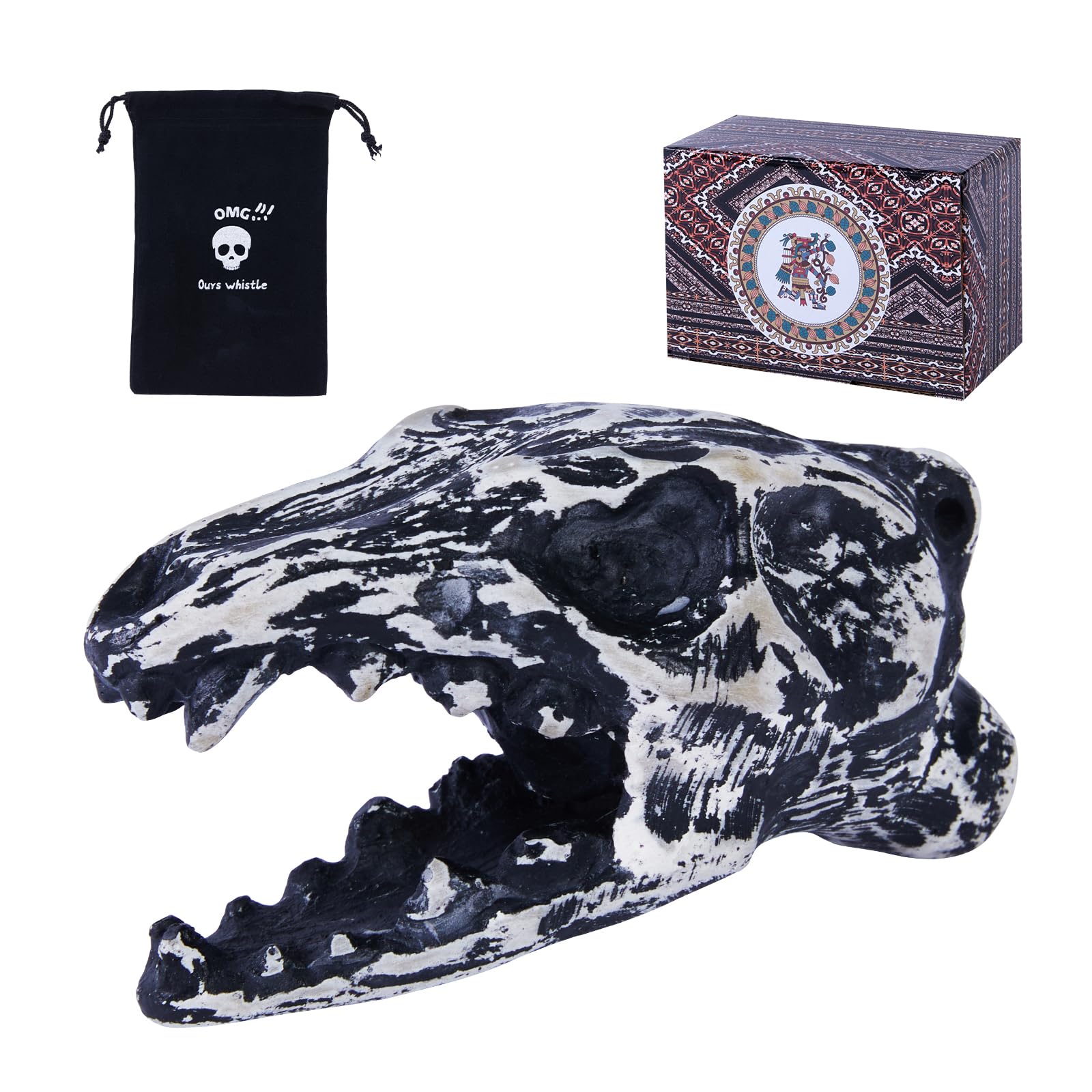 “The Jackal” Canine Skull Loudest Aztec Death Whistle - Jackal Skull Shape | 135+ dB sound | Authentic Human Scream Sound | Ancient War Ritual & Ceremonial Tool | Perfect for Costumes & Halloween