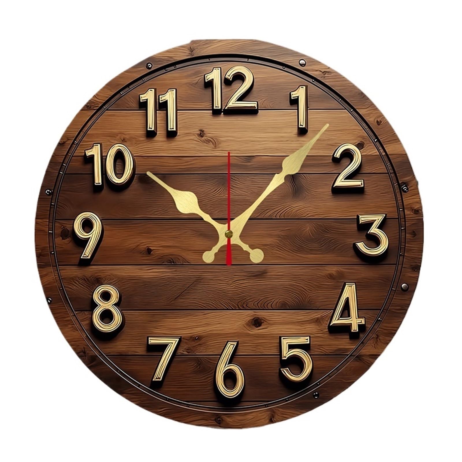 Horloge murale silencieuse en bois design rond pour un salon apaisant