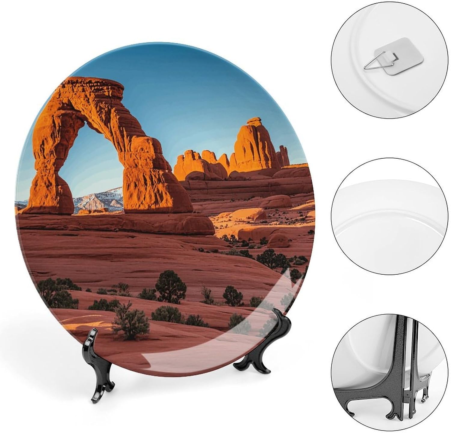 Arches National Park-standard Decorative Ceramic Plate Round Porcelain Plate with Display Stand for Kitchen Dining Room Wine Cabinet Home Décor Art Decoration 8inch image 4
