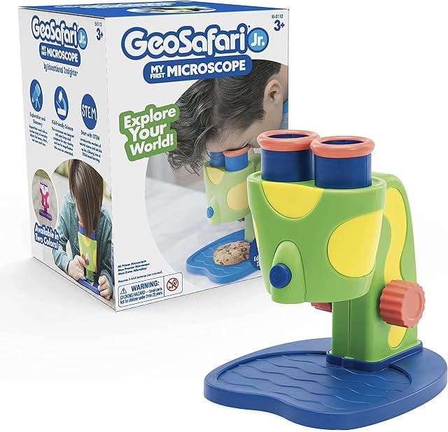 Educational Insights GeoSafari Jr. Mon premier microscope - STEM Jouets pour enfants, Jouets d'apprentissage pour tout-petits, Microscope pour enfants avec diapositives préparées, Ensemble de sciences & Cadeaux pour les garçons et les filles Âge 3+