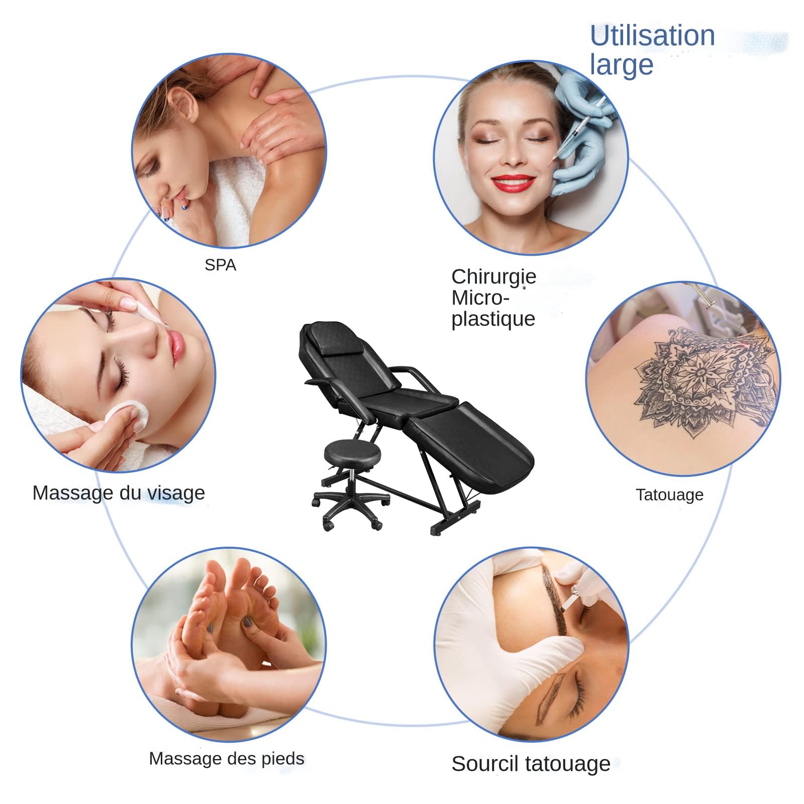 Alightup Table de Massage Pliante Professionnelle Legere Aluminium Housse Table Massage Lit Cosmétique Massage 3 Sections Portable Ergonomique Noir