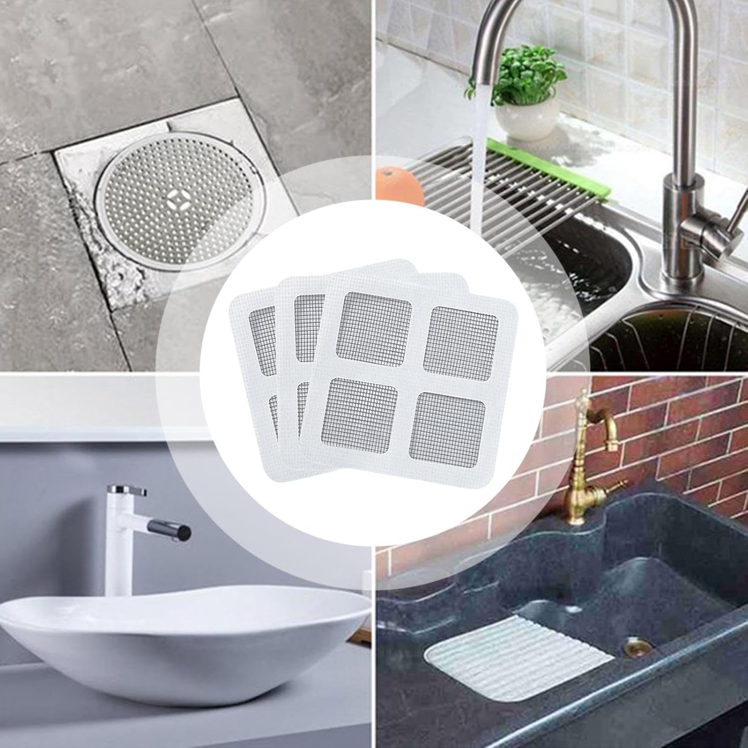 Kyrotech 10 Adet Duş ve Lavabo Gider Süzgeci, Saç Tutucu Akıllı File Tasarım, Tıkanma Önleyici Hijyenik Kullan At Gider Koruyucu, Banyo, Mutfak, Balkon İçin Çok Amaçlı Pratik Çözüm