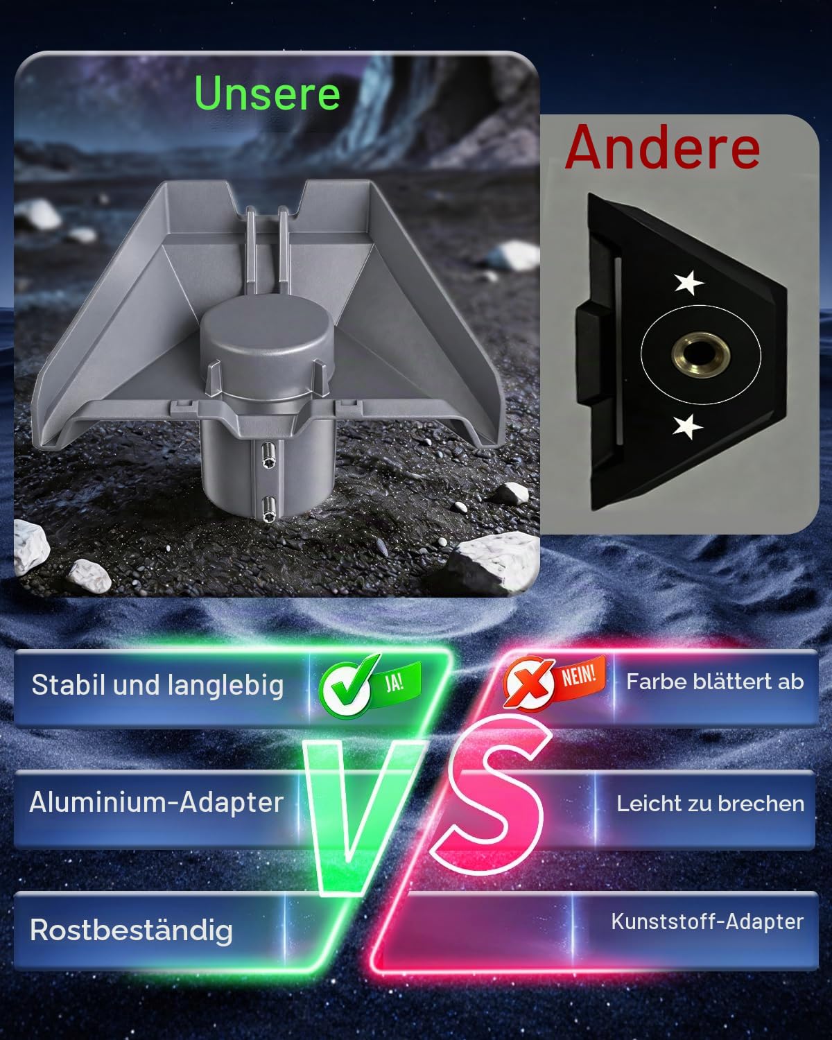 Starlink Standard Gen 3/4/4X Rohradapterhalterung, sicheres Stangenmontage-Set für Dach-, Wohnmobil- und Außeninstallation, strapazierfähiger, wetterfester Aluminium-Adapter für Starlink V3/V4