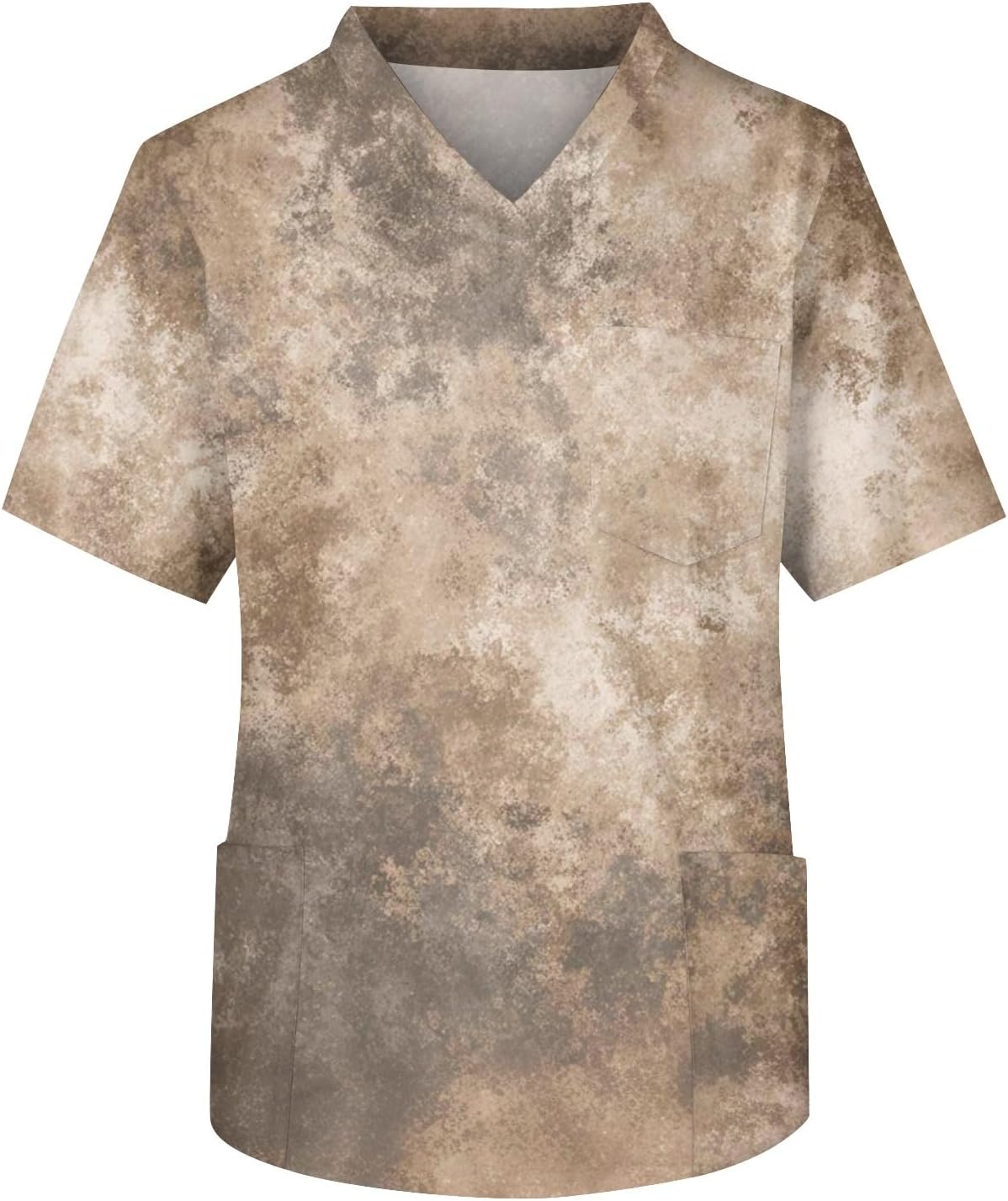 Men's Tie Dye Print Scrub Tops Short Sleeve Soft Work Scrubs Shirts with Pockets