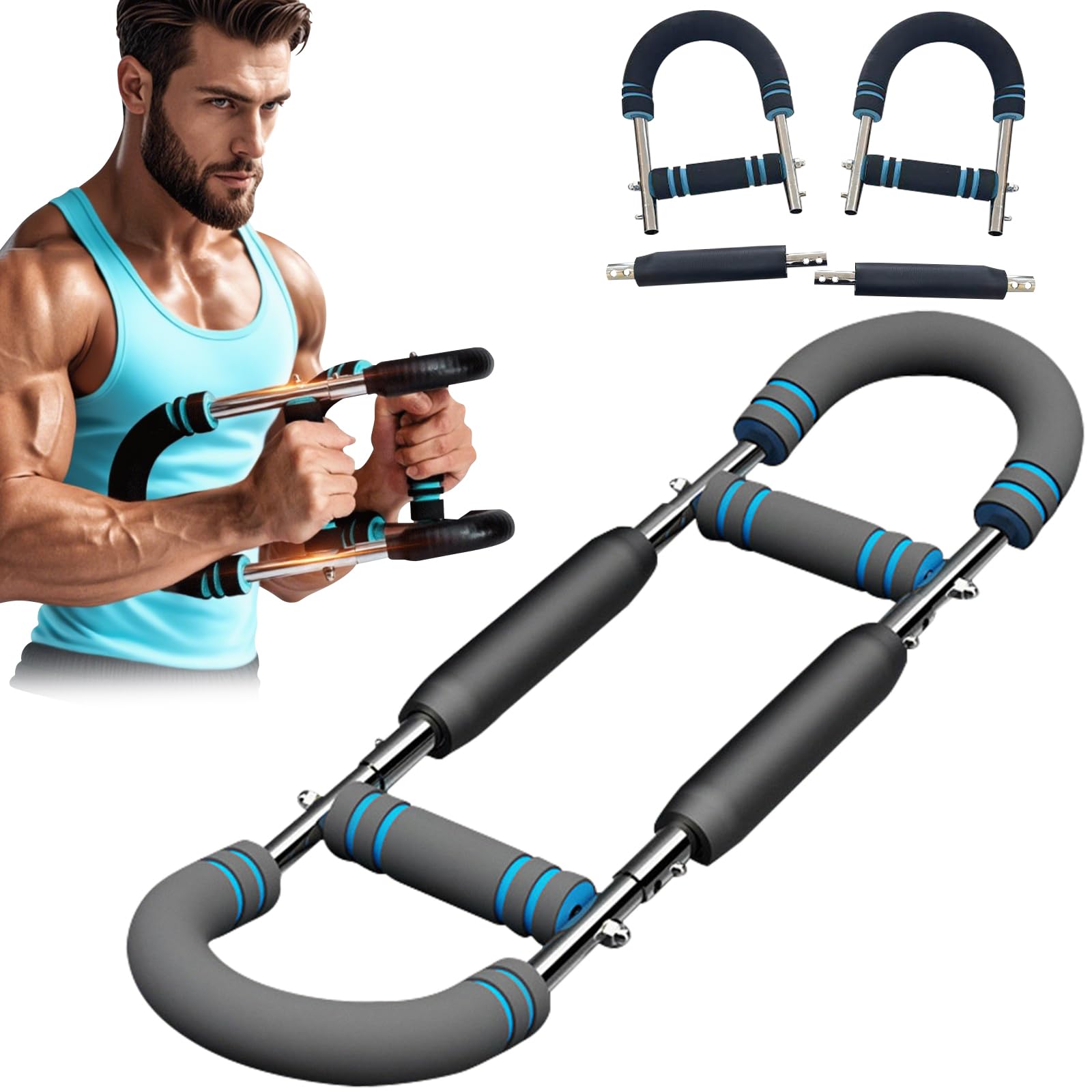 Twister Braccio Trainer per la donna Uomo, regolabile Espansione del torace Casa Attrezzature per il fitness Petto Allenamento Attrezzature per braccio Petto Ginnico (Nero)