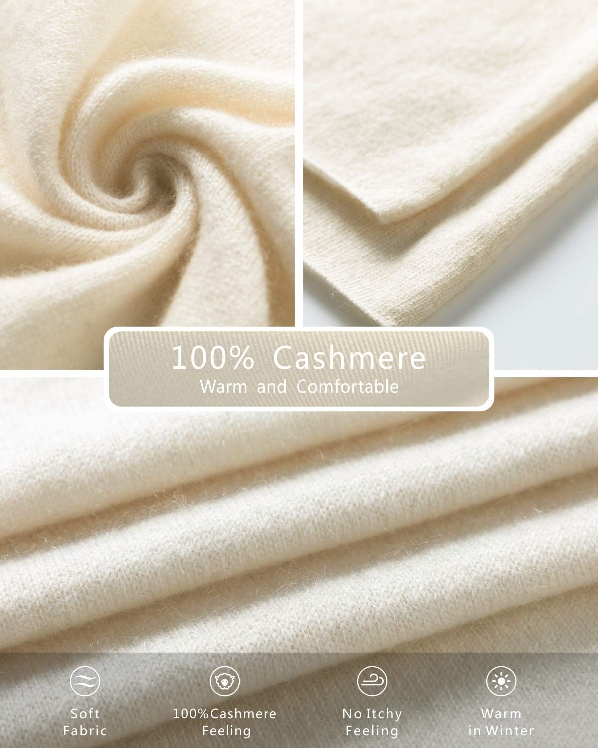 EURKEA Women’s 100% Pure Cashmere Scarf, Gloves, Beanie Hat Gift Box Set