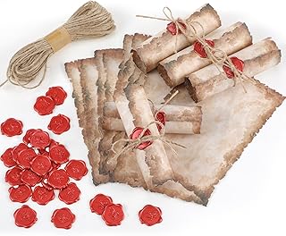 Vintage Writing Invitations Set Includes 100 Letter Antique Scroll Rusti...