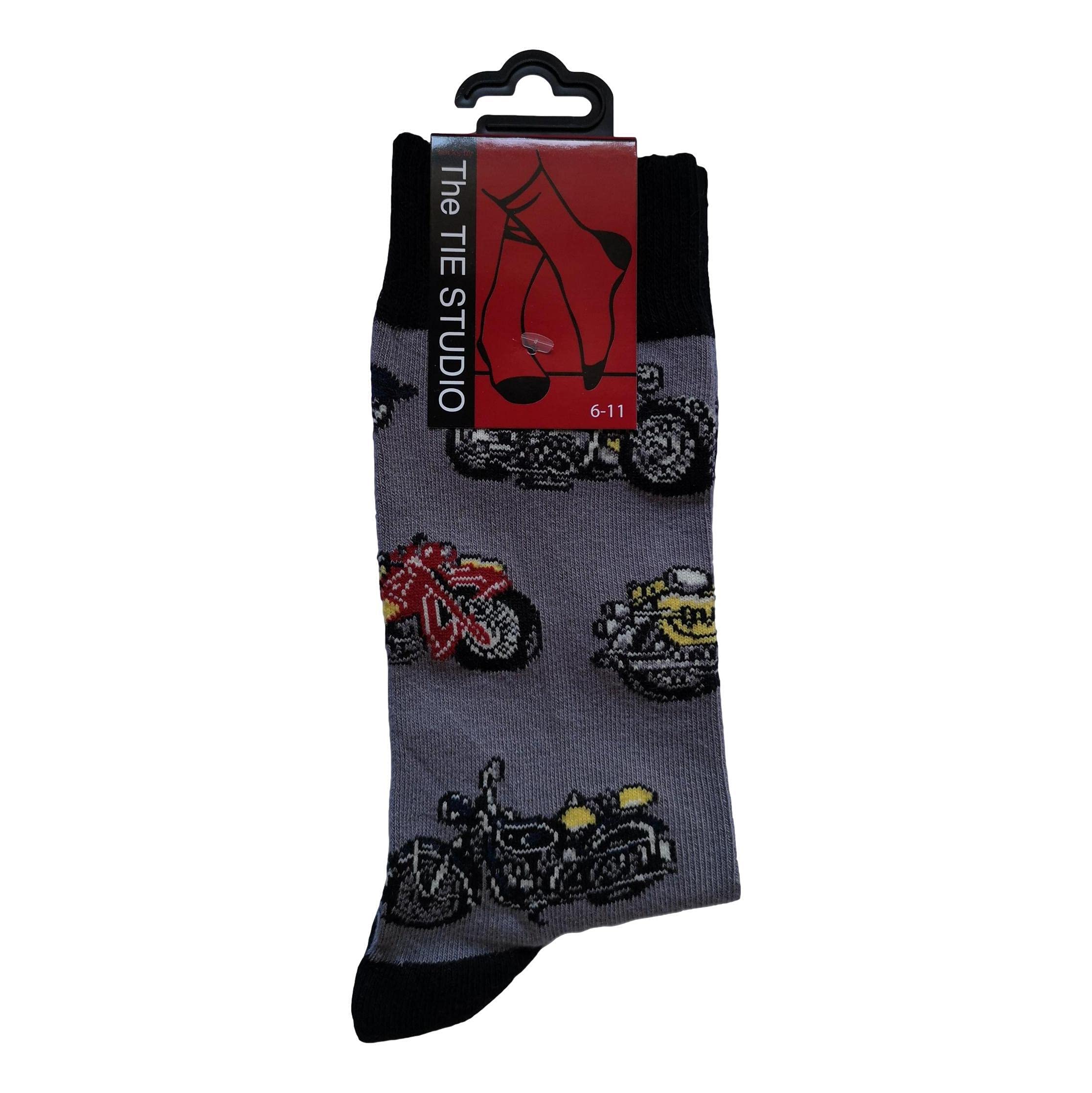 Tie Studio Vintage Motorbikes Unisex Novelty Grey Ankle Socks Adult Size 6-11