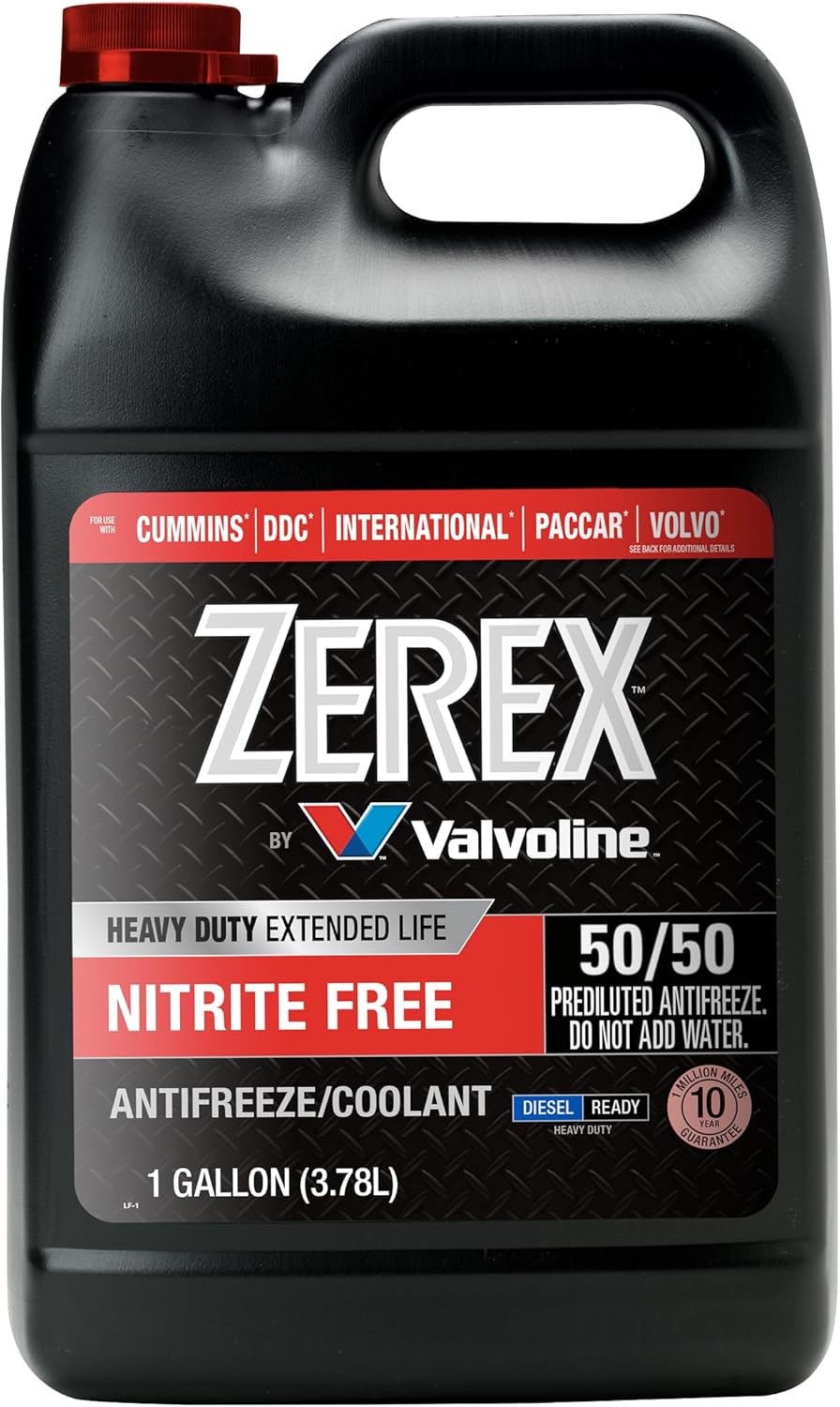 Zerex Heavy Duty Extended Life Nitrite Free Red 50/50 Ready-to-Use Antifreeze Coolant 1 Gallon, Case of 6