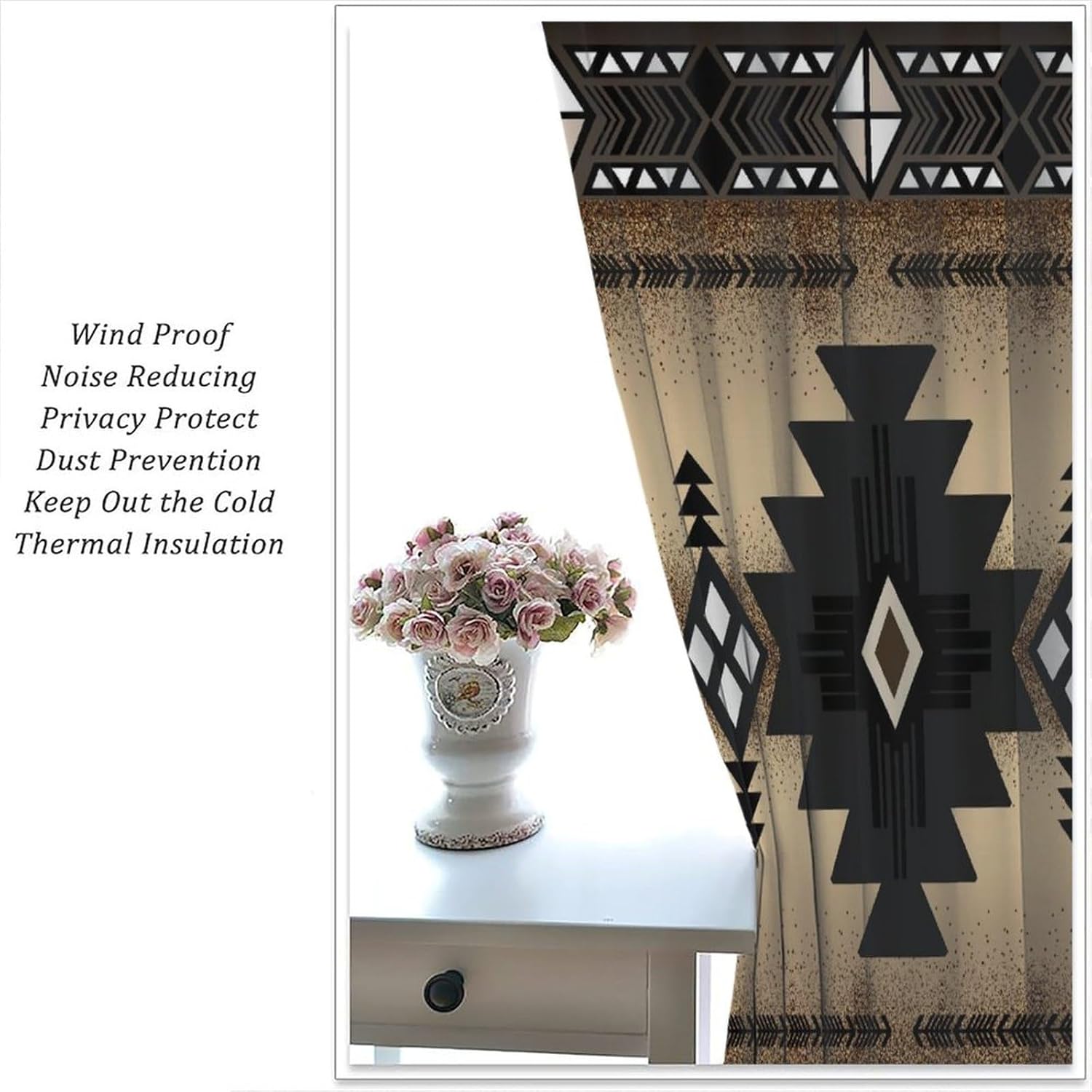 Aztec Curtains,Southwestern Ethnic Geometric Window Treatments for Living Room,Tribal Navajo Boho Native American Pattern Drapes 2 Panel Set,42x45 Inch Decor - Image 6