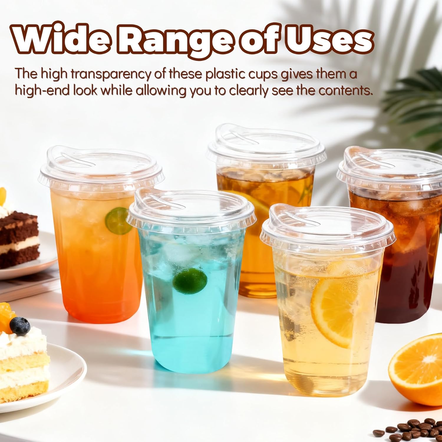 25 Set Clear Plastic Cups with Sip Lids, 16oz Disposable Plastic Iced Coffee Cups with Lids, Round Bottom To Go Iced Coffee Cups with Lid for Coffee, Juice, Cold Drinks, Latte - Image 4