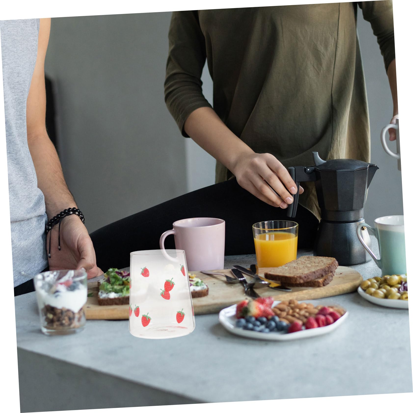 MAGICLULU 4 Set Di Robuste Tazze in Con Cannuccia E Coperchi Eleganti Bicchieri Per Tè Caffè E Latte
