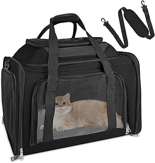 TOFFCAEA Transport Bag for Cats, Dogs, Dog Transport Box, Foldable Cat Transport Box, Portable, 6 kg Cat Dog Carry Box, for Medium Dogs, Cats (Black, L 50 x W 34 x H 34 cm) product image
