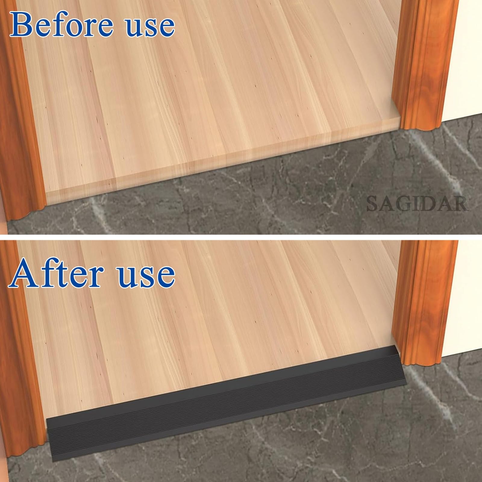 SAGIDAR Rail De Transition Plinthe De Compensation De Hauteur, Baguette Recouvrement en Aluminium, Rampe D'entrée pour Une Pente De Seuil De 1-3.5cm, Barre De Seuil pour Porte D'entrée/Balcon
