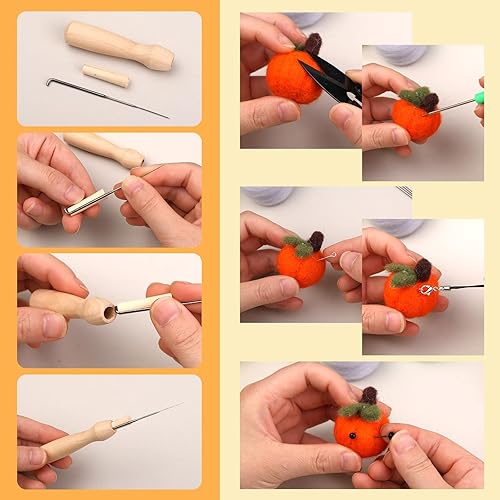 Miniatura 5 de SOCNITC Kits de fieltro de aguja de 45 colores para principiantes, suministros de fieltro de aguja con herramientas, kits de inicio de fieltro con