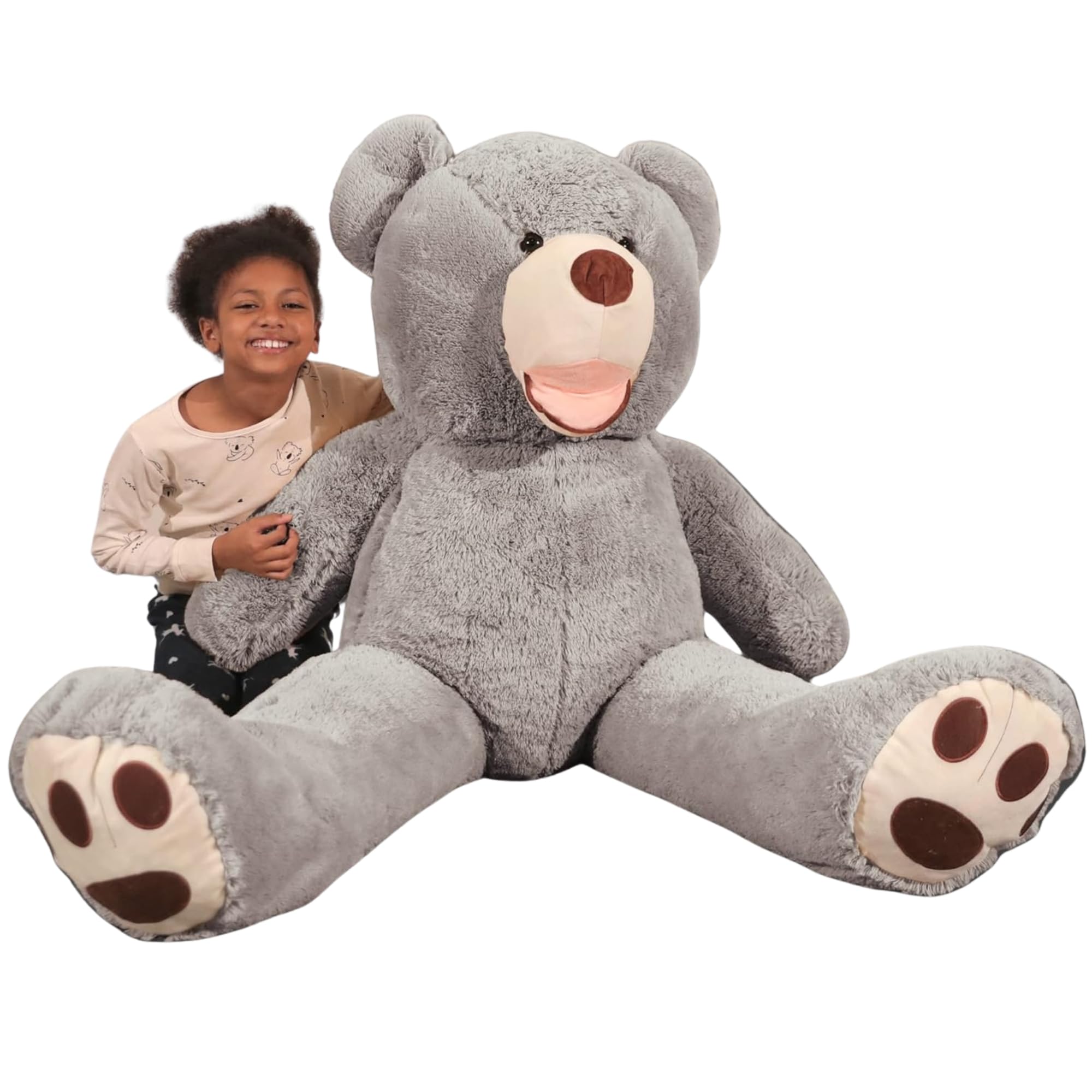 bananair Osito Gigante de Peluche (130 cm a 340 cm) 5 Colores Disponibles (Beige - Gris - Marrón - Blanco - Rosa) Enorme Osito de Peluche (Gris, 130 cm)