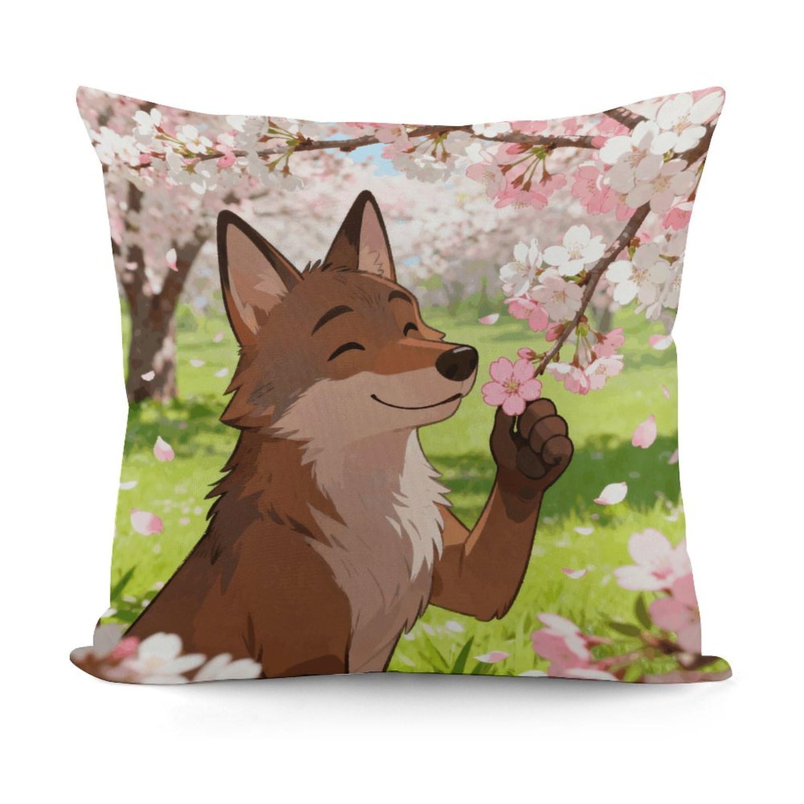 VstaDank A Gentle Sniff in The Cherry Breeze Pillow Covers Soft Plush Decorative Square Pillow Cover Modern Breathable Pillowcases Pillowcase with Invisible Zipper 18x18 Inches for Sofa Living Room
