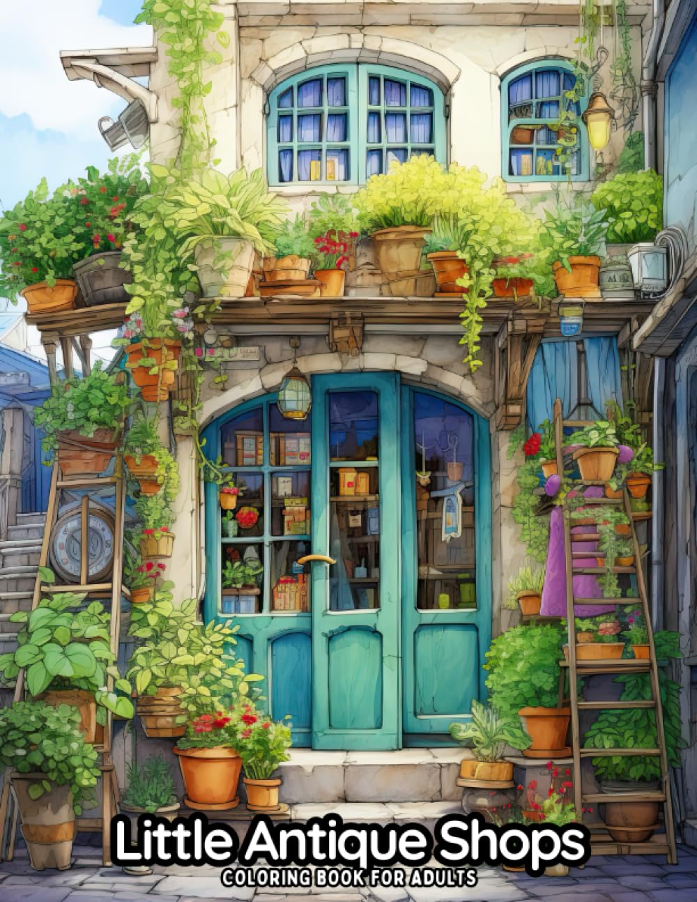 Little Antique Shops: Coloring Book for Adults (Vibrant Village)