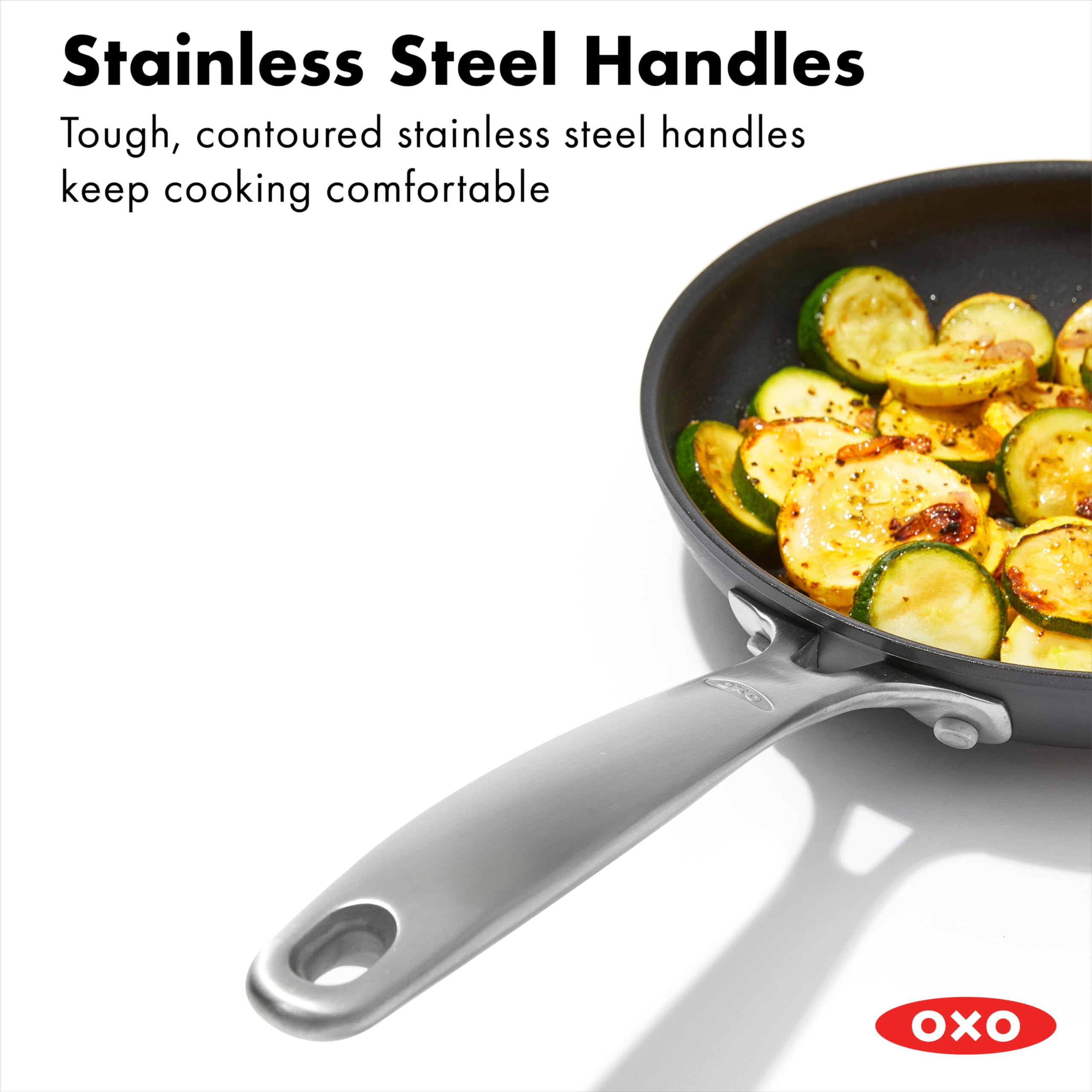 OXO Enhanced 10 Piece Cookware Pots and Pans Set, PFAS-Free Ceramic Nonstick, Durable Hard Anodized Cookware, Scratch Resistant, Stainless Steel Handle, Good Grips, Dishwasher Safe, Oven safe, Black