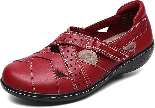 Miniatura 3 de Irrefour Mocasines clásicos de cuero genuino para mujer, estilo casual, sin cordones, a la moda, con puntera cerrada, sandalias planas cómodas para