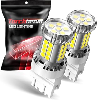 Torchbeam 3157 3156 LED Bulb Reverse Lights 6000K White, 600% Brighter 3056 3057 4057 4157 LED Light for TailLight, Backup light, DRL, Brake Parking Signal Light, Non-polarity,3030 38-SMD Upgrade