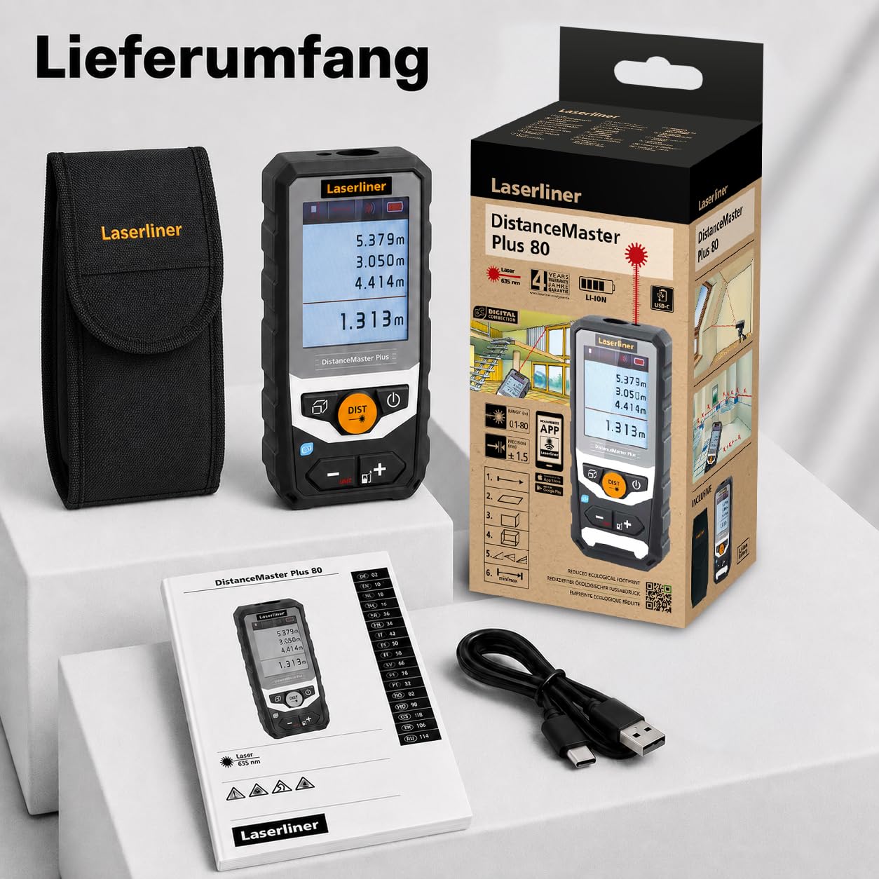 Laserliner Télémètre laser Lithium DistanceMaster Plus 80 EcoLine - Electroportatif et machine