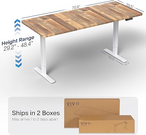 Vista 899 de VIVO DESK-KIT-1W6G - Escritorio eléctrico de pie de 60 x 24 pulgadas, ajuste de altura de memoria, serie 1B, parte superior de nogal oscuro de una