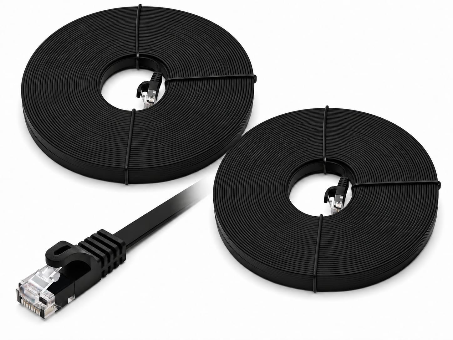 BRENDAZ Lot de 2 câbles Ethernet Cat5e de 30,5 m – Câble de raccordement réseau sans accroc, plat, 350 MHz, UTP, pour PC, serveur, routeur, modem, TV, PS5, consoles de jeux (2 pièces, 30,5 m)