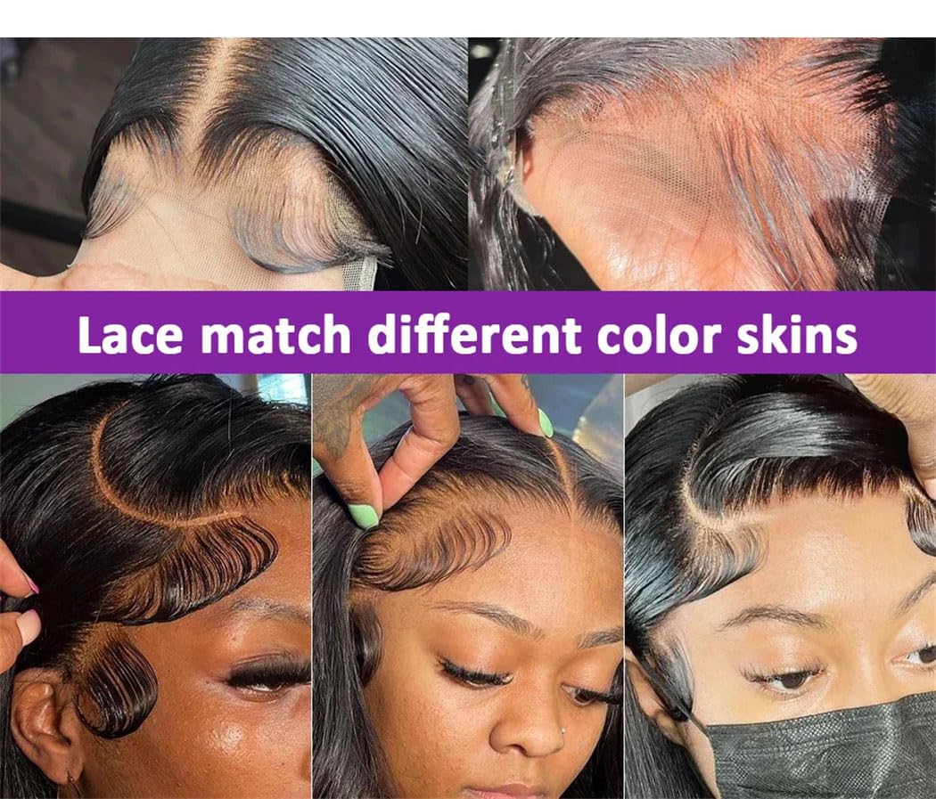 Women's Bone Straight 250% Density HD Lace Frontal Wig Brazilian Human Hair With Transparent Lace Pre-Plucked Glueless Wig