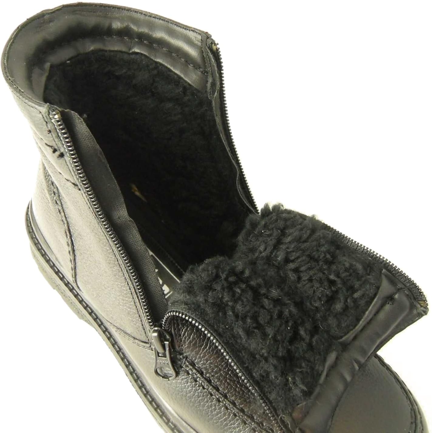 Roamer s Callum Mens Leather Double Zip Warm Ankle Boots Black, Black, 7 UK