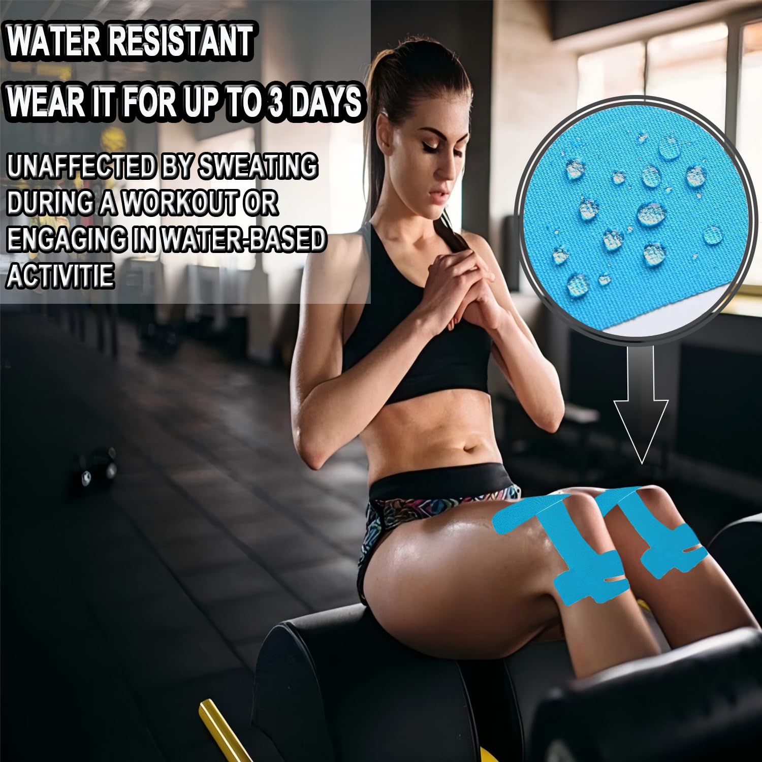 Kinesiology Tape for Knees, 8 Count Precut Kinesiology Tape,Original Cotton Waterproof & Breathable, Latex Free Elastic Kinesiology Athletic Tape for Knee Support and Muscle Pain Relief-Black