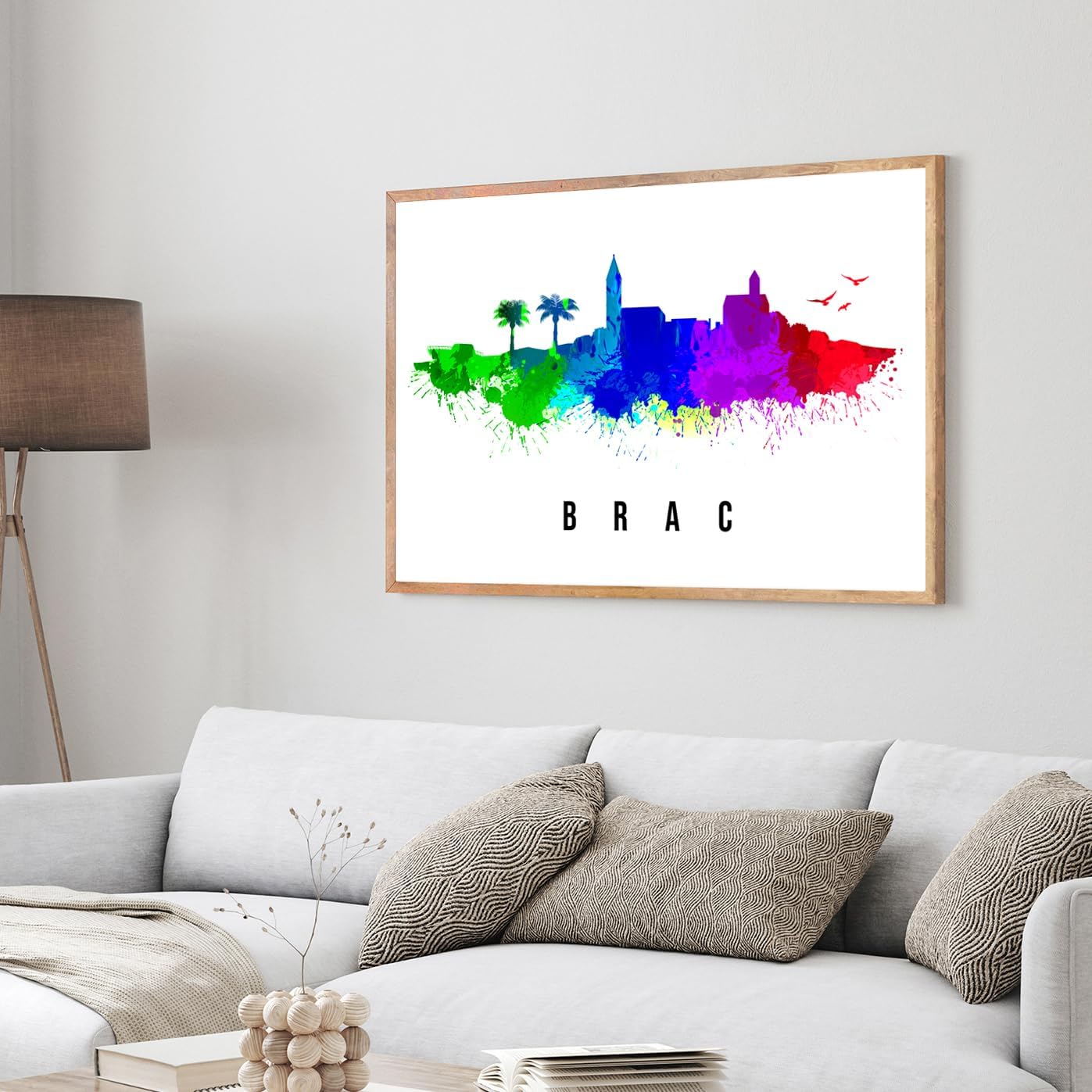 Pera Print Croatia Poster, Croatia-Brac Poster, Croatia Illustration Skyline City Poster, Modern Skyline Poster, Cityscape and Landmark Print, Home-Office Wall Art Decoration