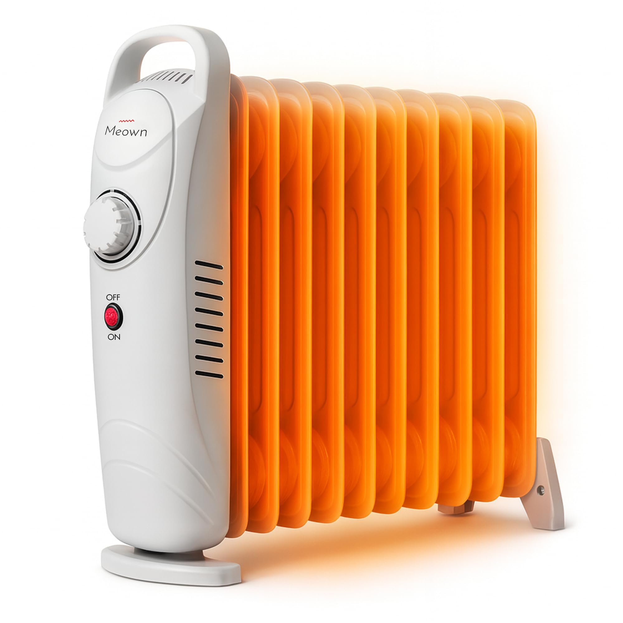 Meown 11-Fin Oil Filled Radiator Heater, Portable Electric Room Heater with Adjustable Thermostat, Overheat & Tipover Protection, Silent Operation & Carry Handle, Energy-Efficient Home, Office Heating