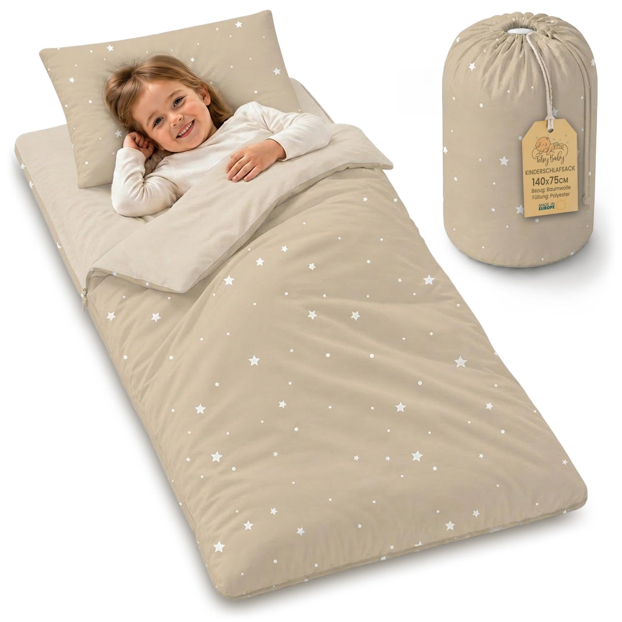 Totsy Baby Saco de Dormir Infantil con Almohada y Cremallera para bebés de 3 a 7 años - Saco de Dormir para Interiores de para guardería jardín de Infancia Oeko-Tex