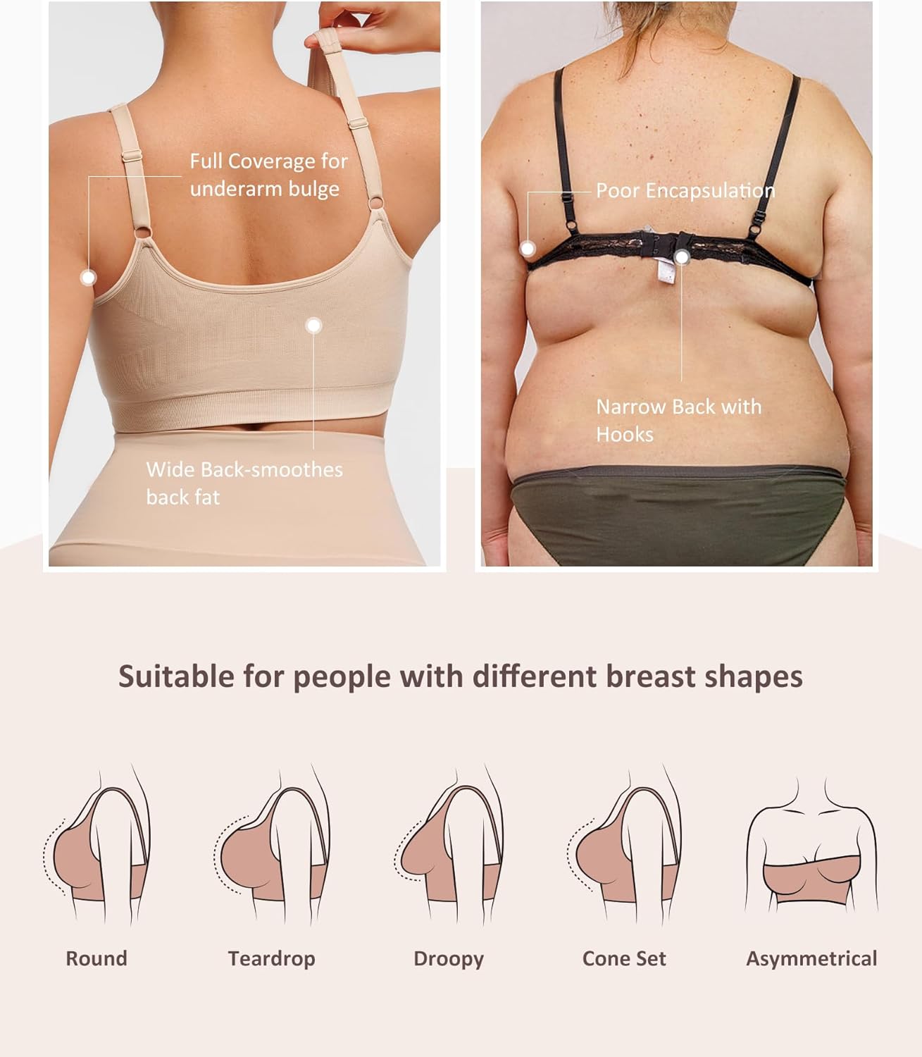 FeelinGirl Zip Front Closure Bras for Women No Underwire Compression Post Surgery Bra with Wide Adjustable Straps - Image 5