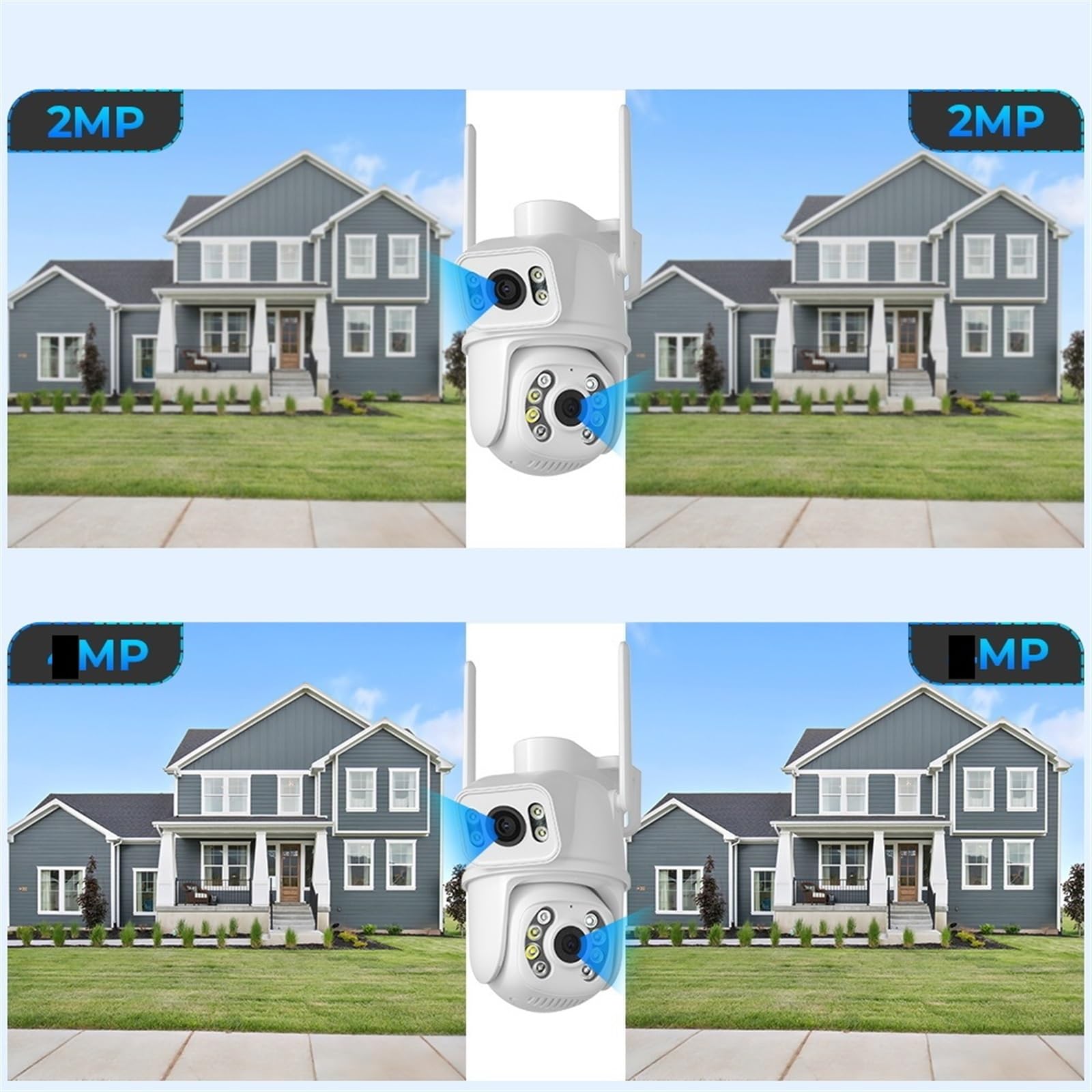 Kamera IP bezpieczeństwa na zewnątrz, 6MP 4K PTZ IP Camera Ochrona bezpieczeństwa Podwójny obiektyw ScreenColor Night Vision4MP Kamera IP CCTV Kamera monitorująca Obrazy HD(NO SD Card)