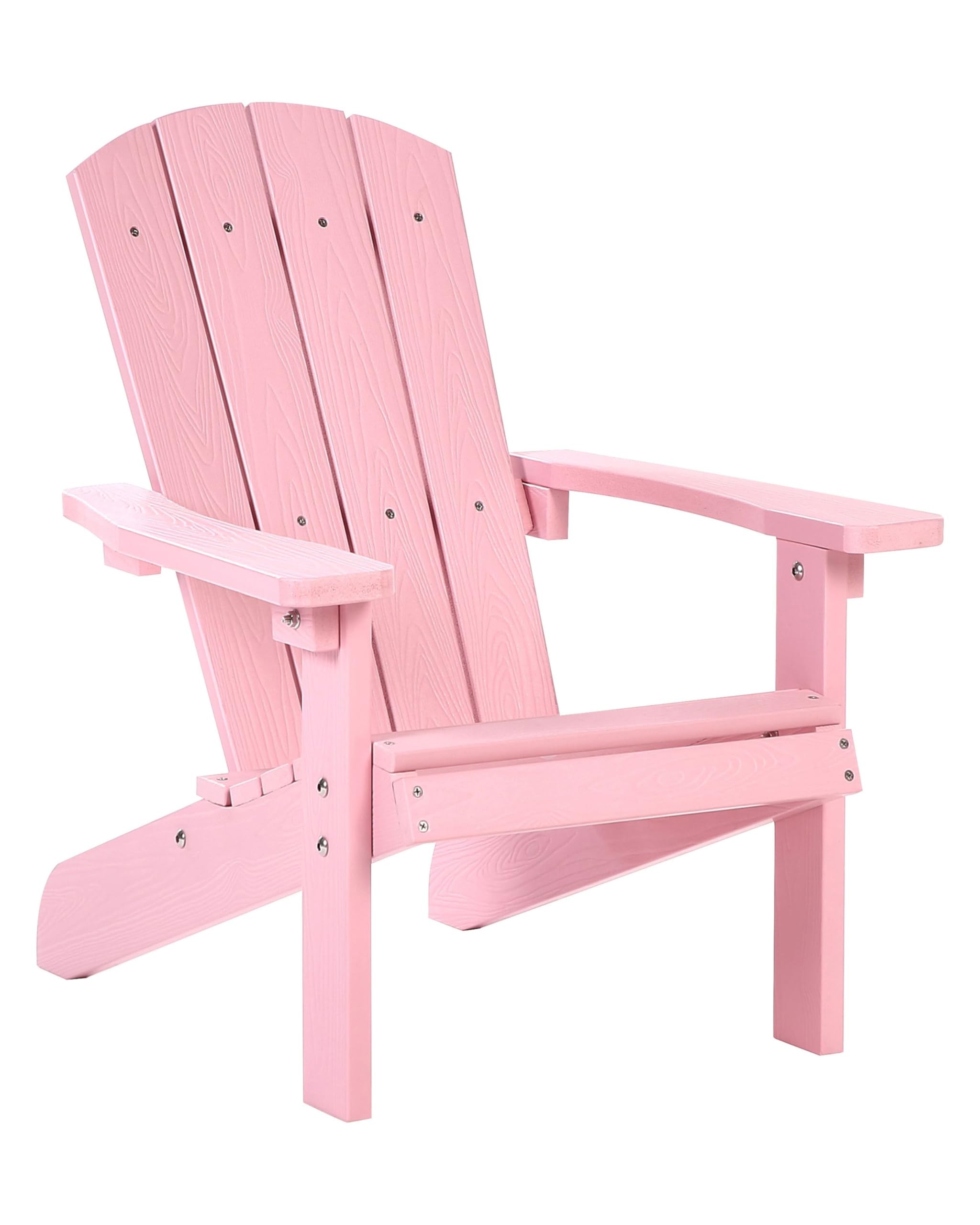 Beliani Garden Kids Chair Pink Plastic Wood With Backrest, Adirondack