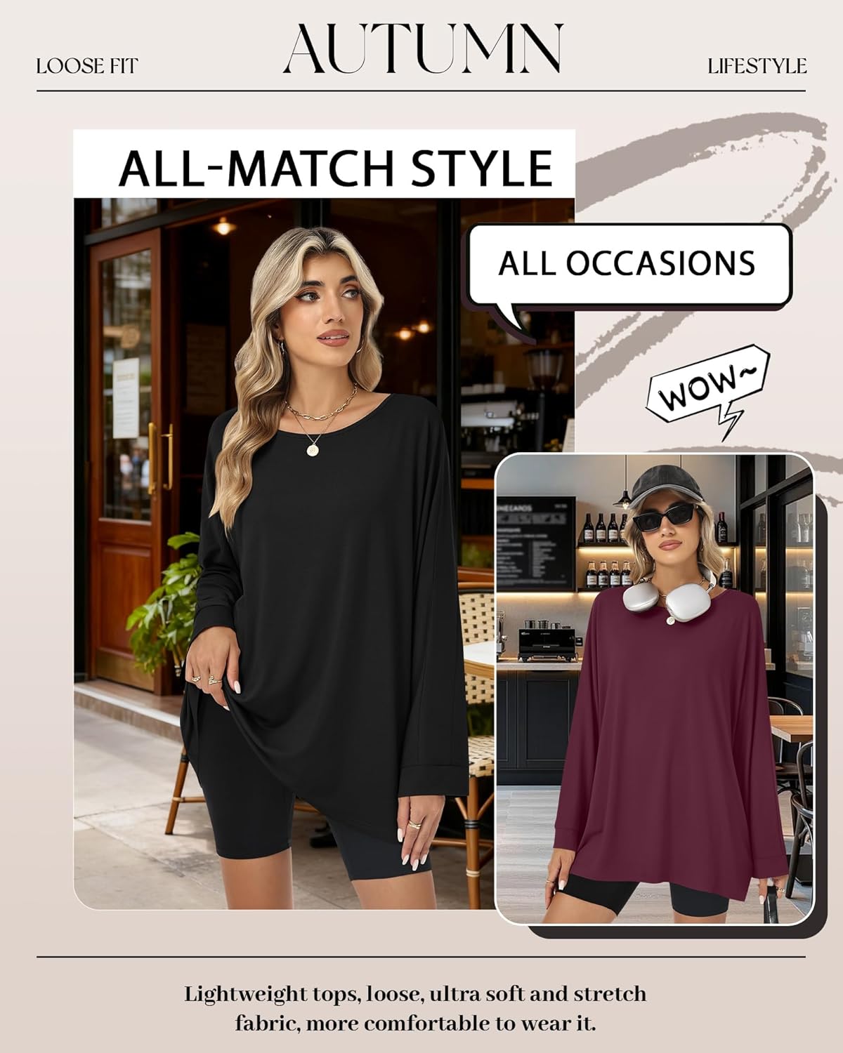 3 Pack Women's Oversized Y2K T-Shirts Crew Neck Long Sleeve Tops Loose Basic Tees Casual Workout Tees 2026 - Image 5