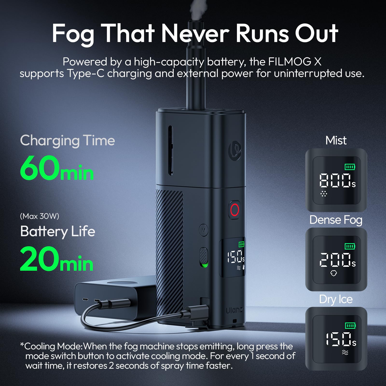 ULANZI FM02 FILMOG X Portable Fog Machine 30W Battery Powered