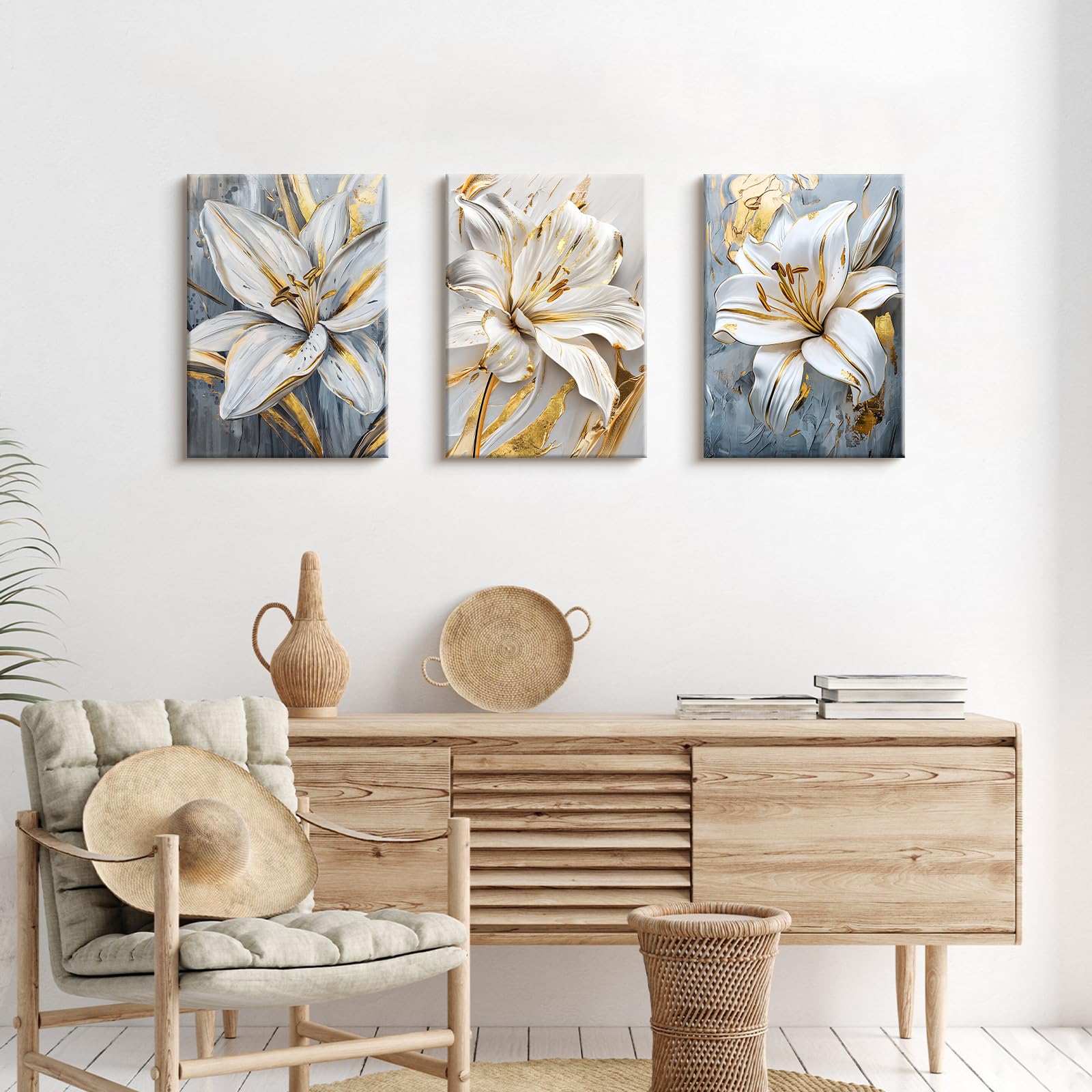 3 Pcs Wooden Framed Canvas Wall Art Set Bohemian Sage Green Canvas Prints Poster Geometric Line Beige Green Pictures for Living Room Bedroom Dinning Room Hallway Stairs Wall Decor 30x40cm x3pcs — view 407